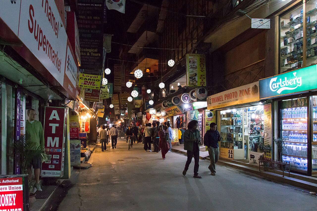 Thamel neighbourhood at night, Kathmandu